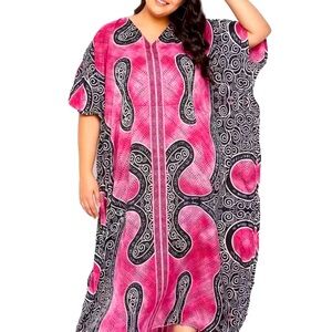 GYPSIE BLU Women Plus Bohemian Long Kaftan Multiuse All Season Maxi Dresses